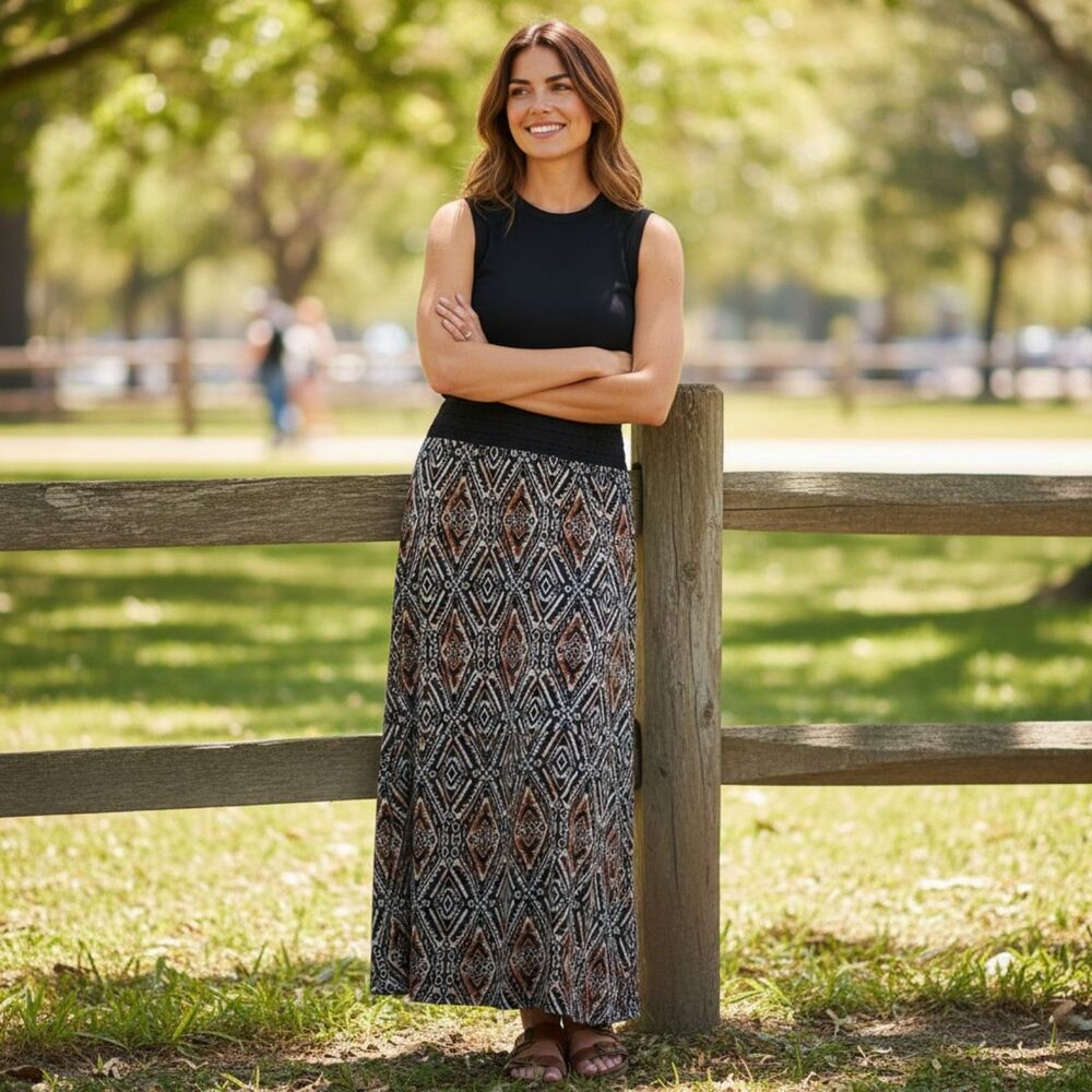 STUDIO 253 WOMENS BOHO PULL ON MAXI SKIRT SIZE SMALL